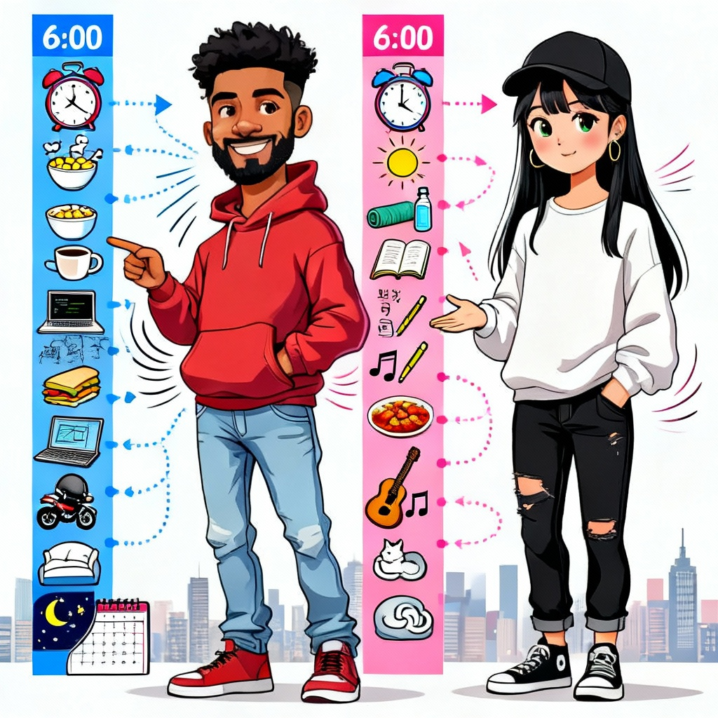 Routine quotidienne (horaires et actions)